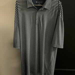 Oxford Golf Men's Polo with Blue and White Stripes